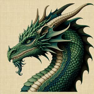 Fantasy Dragon Head Profile | Green Teal to Emerald Scales