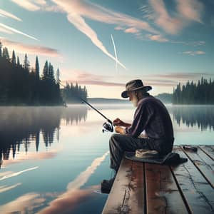 Tranquil Morning Fishing at Sparkling Lake | Outdoor Scene