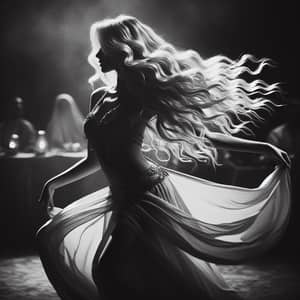 Graceful Arabic Dancer in Black and White | Captivating Performance