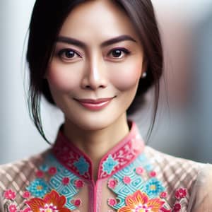 Expressive Chinese-Indonesian Female in Traditional Kebaya