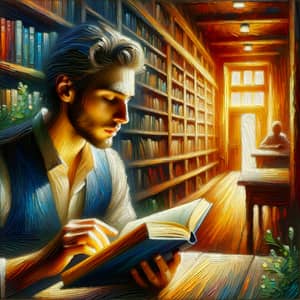 Tranquil Library Scene: Self-Improvement with Books