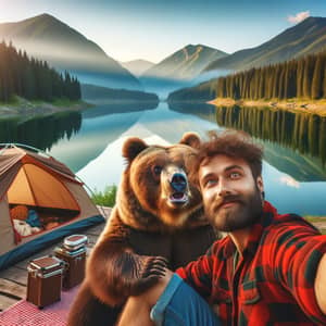 Selfie with Bear in the Mountains | Camping Adventure