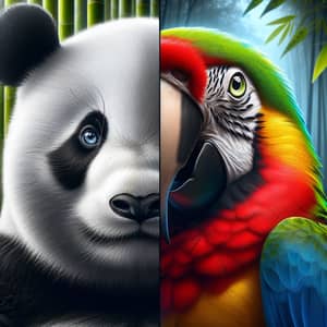 Panda vs Parrot: Friendly Face-off in Images