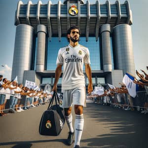 Soccer Player Arriving at Real Madrid CF Headquarters