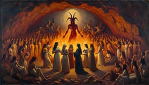 Women and Teenagers in Fiery Underworld worship Baphomet
