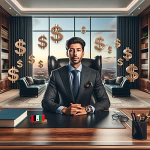 Successful Arab Libyan Businessman in Luxurious CEO Office