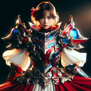 Fierce Fantasy Girl in Red, Blue & White Armor | Gunbreaker Class