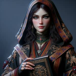 Dark-Haired Female Cleric: Enchanting Fantasy Attire