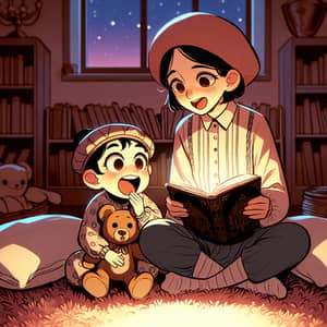 Cozy Nighttime Rabbi Stories: Short-Haired Woman & Wide-Eyed Child