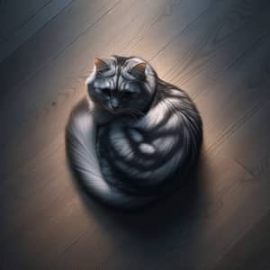 Cat on Clean Floor: Peaceful Feline Scene