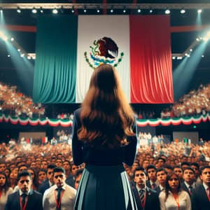 Mexican Teenage Woman Addressing Audience on Mexican Politics