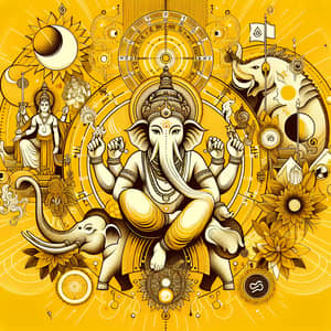 Vedic Astrology-Inspired Image in Yellow Color Scheme with Nakshatras