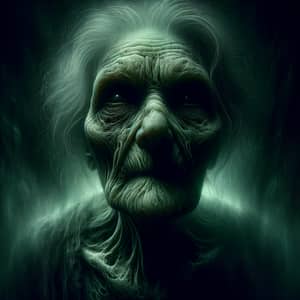 Haunting Visual of Frail Elderly Woman Trapped in Darkness