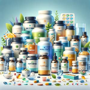 Healthy Supplements Illustration: Multivitamins, Protein Powders & More
