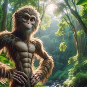 Playful Monkey Man in Lush Jungle | Wildlife Fantasy Art