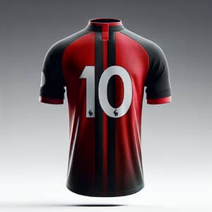 Red & Black Sports Jersey #10 | Half-Zip with Crest Design