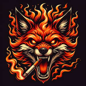 Fire-Like Aggressive Fox with Cigarette Alone