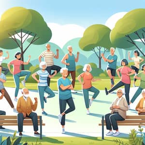 Active Lifestyle for Seniors - Diverse Exercise Routines in the Park
