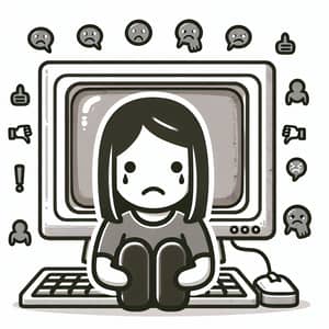 Serious Issue of Cyberbullying | Cartoon Stick Girl Cyber Bullied