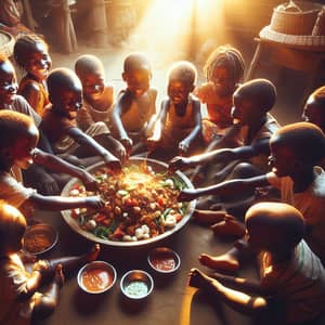 African Children Sharing Food | Heartwarming Community Scene