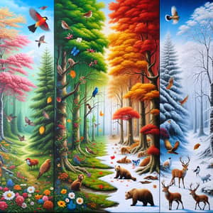 Seasons of a Temperate Forest: Spring, Summer, Autumn, Winter