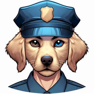 Unique Police Officer with Golden Retriever Head Illustration
