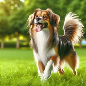 Playful Energetic Dog in Lush Green Park Illustration