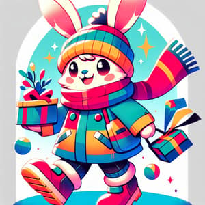 Cheerful Winter Bunny Character for New Year Celebration