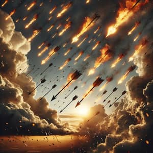 Fierce Flaming Arrows - Dramatic Sky Warfare Scene
