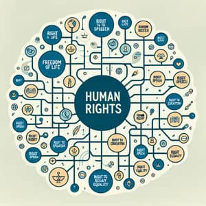 Mind Map of Human Rights: Right to Life, Freedom of Speech, Education & Equality