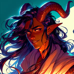 Young South Asian Male Tiefling | Vibrant Anime Style Art