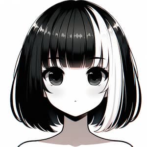 Anime Girl with Black Bob Hair and White Fringe