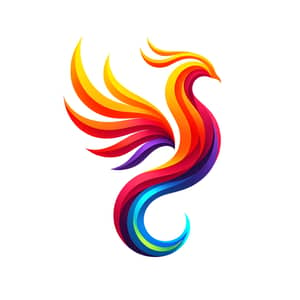 Simplistic Phoenix Design | Colorful Plumage & Fiery Tail