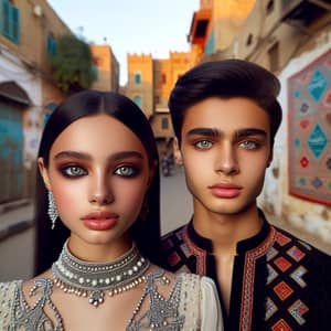 Beautiful Egyptian Girl and Boy in Traditional Attire