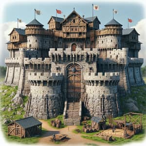 Imposing Medieval Fort on Hill | Ancient Battlements & Symbols