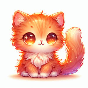 Adorable Cat Illustration with Warm Glowing Fur