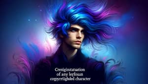 Young Man with Vibrant Blue and Purple Hair - Cosmic Power Archetype