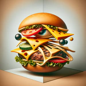 Abstract Cheeseburger Art - Surreal Ingredients Composition