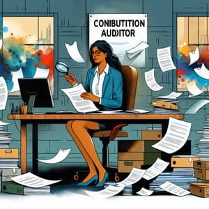 Hispanic Female Contribution Auditor Examining Corporate Agreement