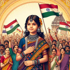 Traditional Tamil Girl & Diverse Crowd | Tamil Nadu Flag Celebration