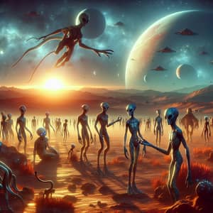 Extraterrestrial Scene on Unknown Planet - Unique Alien Creatures