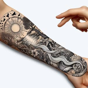 Life Symbolizing Tattoo Design for Left Arm | Diverse Motifs