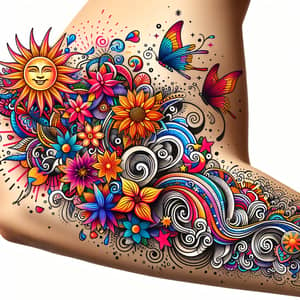 Joy of Life Tattoo Design | Vibrant Arm Art