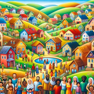 Dream Village of Joy: Colorful Houses & Smiling People