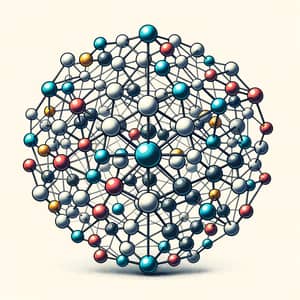 3D Molecular Model Illustration with Colorful Spheres