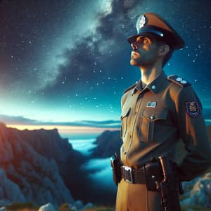 Spanish Civil Guard Officer Under Starry Sky