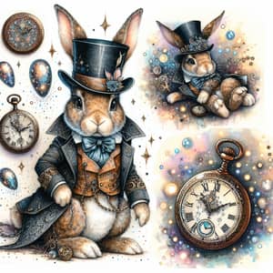 Whimsical Rabbit Illustration | Magical Watercolor Art