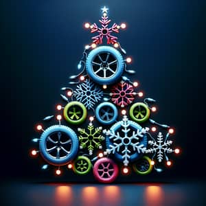 Vibrant Christmas Tree & Snowflake Tires Concept