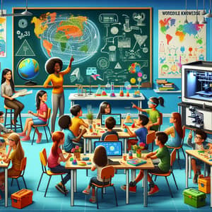 Innovative Education: Vibrant Classroom Scene with Diverse Students