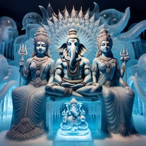 Lord Shiva, Parvati & Lord Ganesha | Ice Throne Depiction